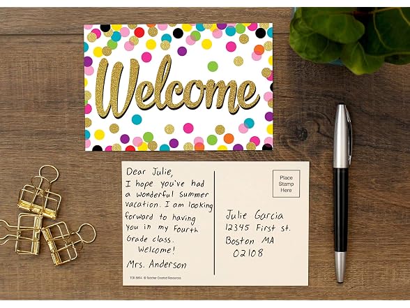 Teacher Created Resources Confetti Welcome Postcards
