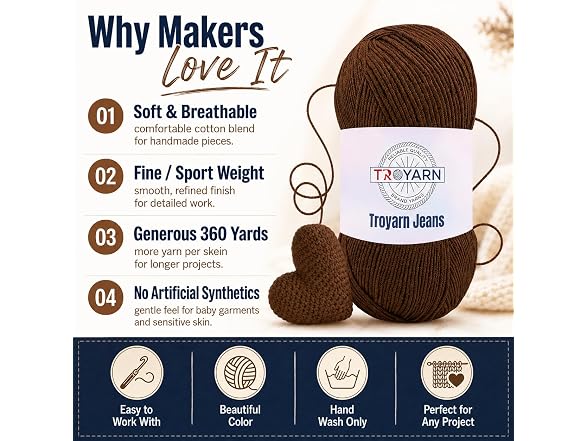 60% Cotton 40% Acrylic Crochet Yarn - 1