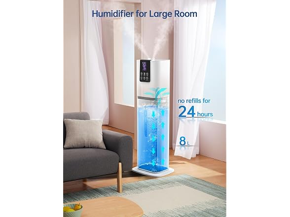 White Hiswelle 8L Smart Top Fill Humidifier