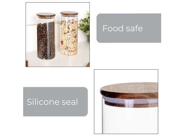 Smart Design Glass & Acacia Canisters 2pk