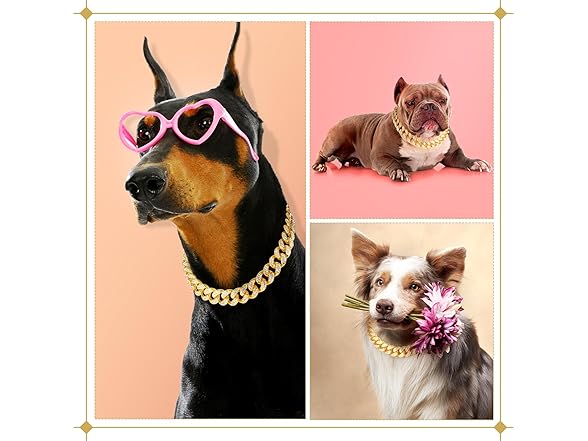 LEIFIDE (2 Pack) Dog Chain Collar Gold