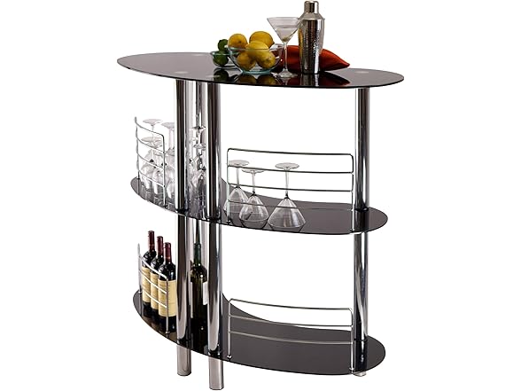 Winsome Martini Wine Storage, Black/Metal