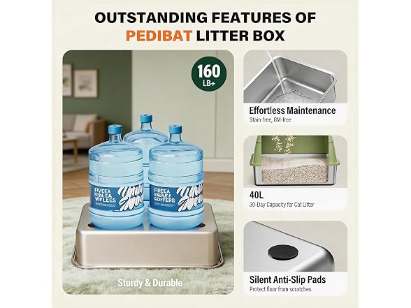 Extra Large Enclosed Stainless Steel Litter Box with lid