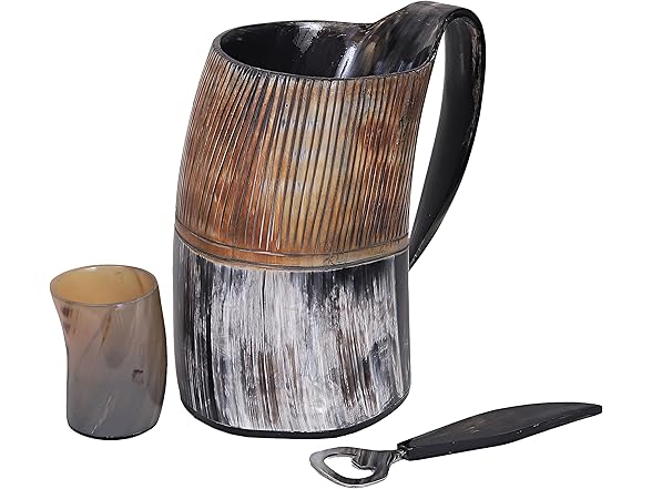 HLC Horn Mug Beer Mug for Men
