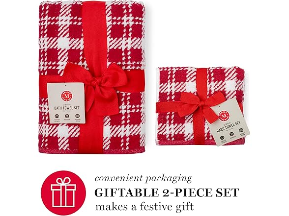 Martha Stewart Plaid Holiday Hand Towels, Set of 2