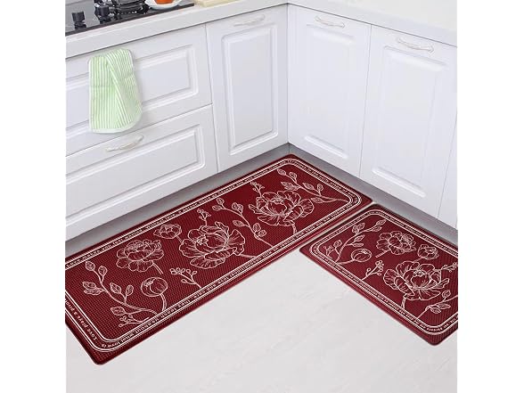 ROTTOGOON Kitchen Floor Mat Set of 2 Red
