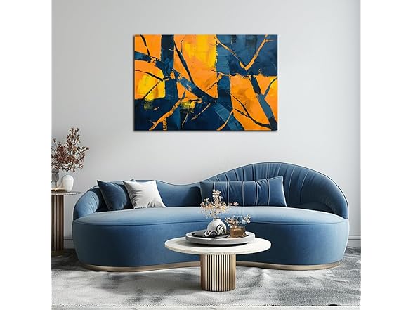 Orange Nave Blue Abstract Wall Art