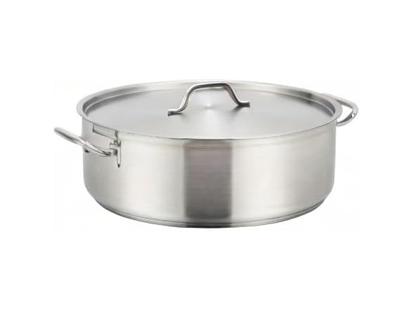 Winco 30 qt Stainless Steel Brazier with Lid