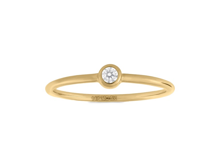 PAJURE MCR9226Y-14LBDIA#5 5 14k Gold Bezel Diamond Ring Yellow Gold