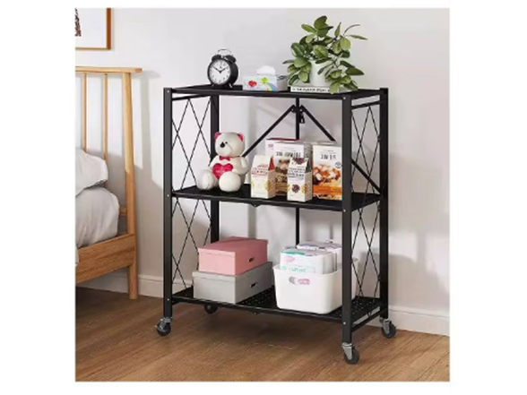 J&V Textiles Foldable 3-Tier Matte Metal Cart