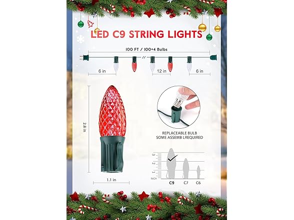 Brightown C9 Outdoor Christmas Lights, 100ft