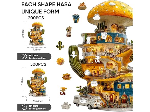 Ixfyloop Wooden Puzzles for Adults, Cactus World