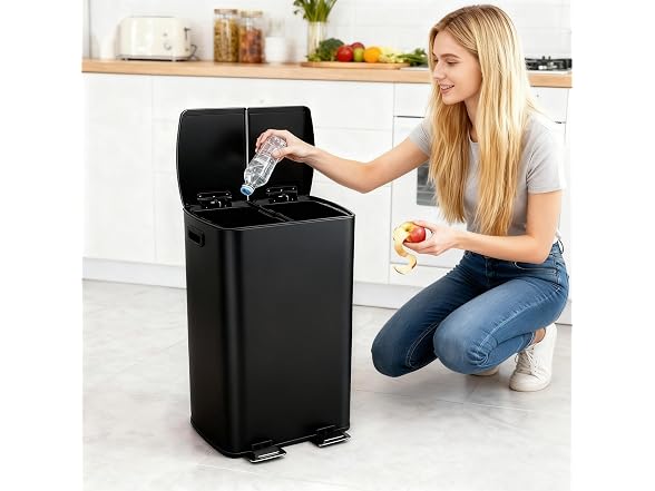 PrecisionAuto Step-On Recycling Bin Blac