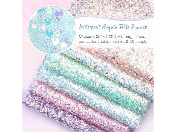 QueenDream Blue Sequin Table Runner