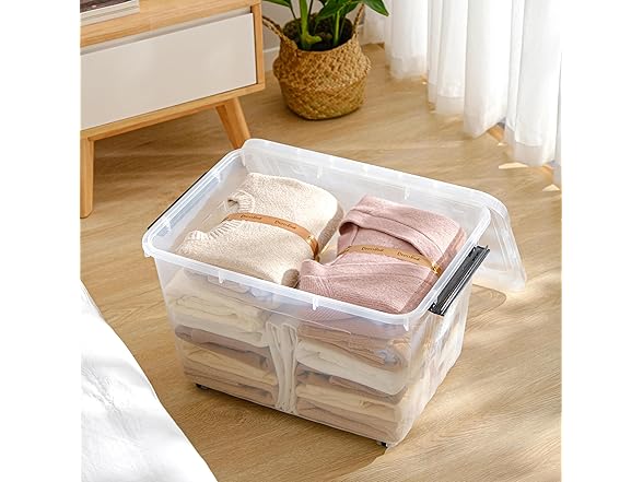 Cetomo 40Qt Plastic Storage Bins, Pack of 6