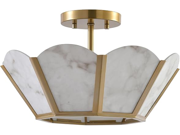 Gold Semi Flush Mount Chandelier Light for Kitchen, 15"