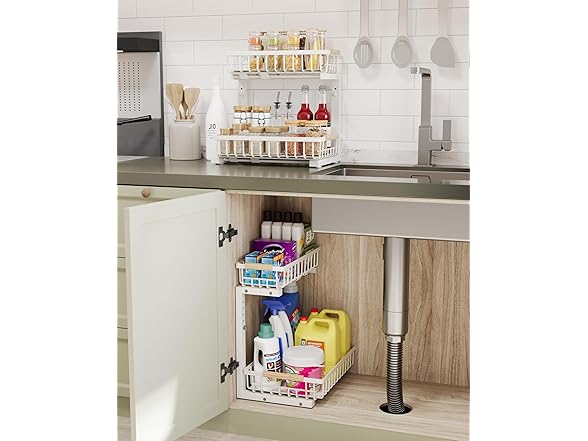 Under Sink Organizer Storage White,1 Pack