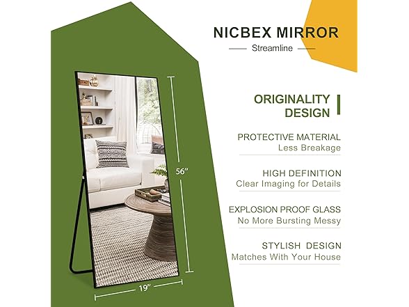 NicBex NicBex Full Length Mirror with Stand, 56