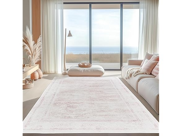 5x7 ft Area Rug Pink
