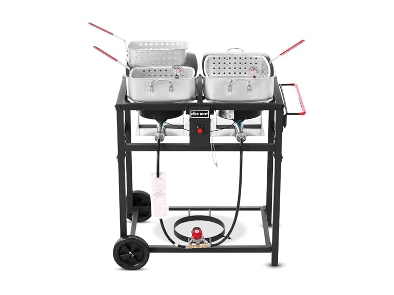 FIRERIOT Deep Fryer with Double Burner Propane Stove