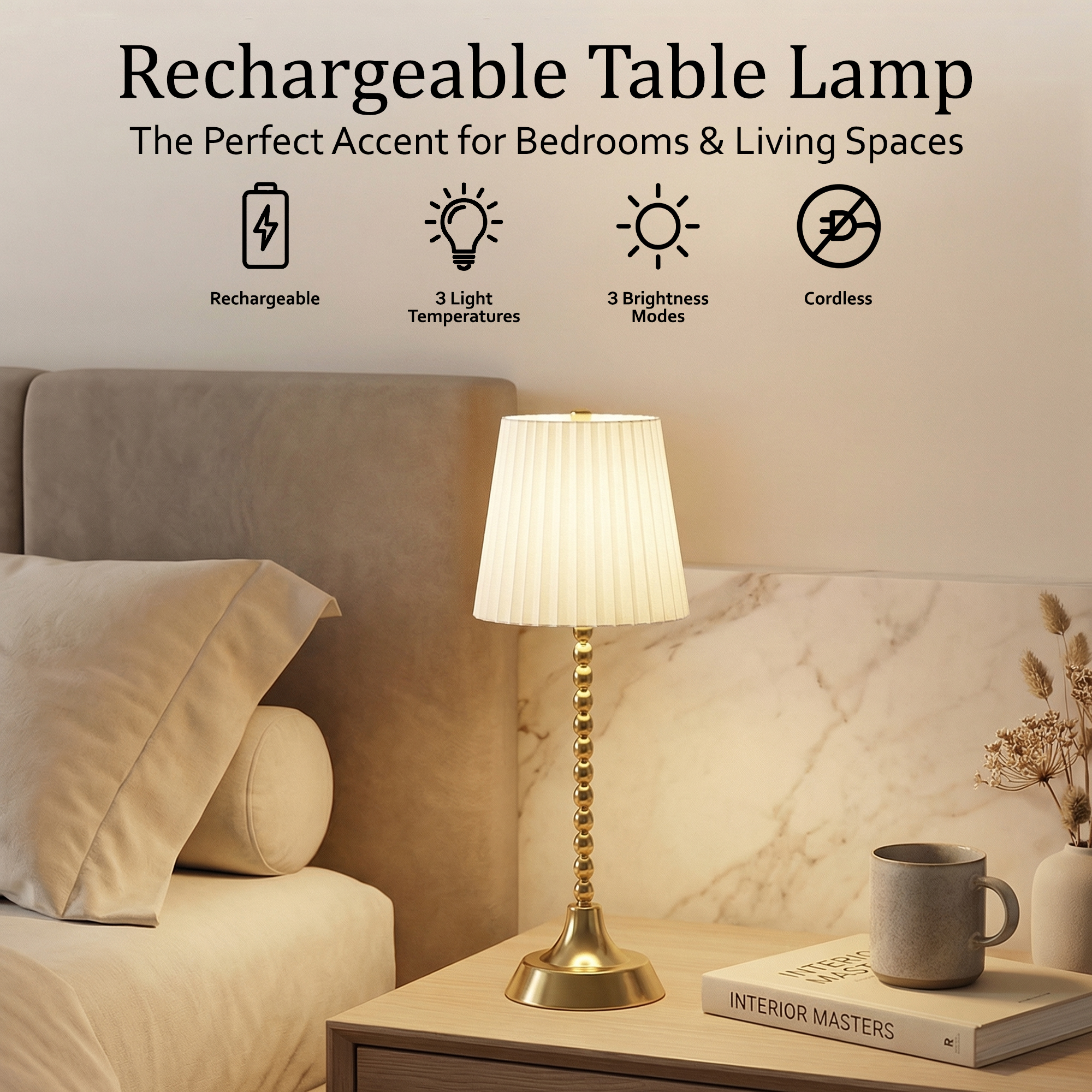 Beaded Stem Pleated Shade Lamp - Gallery 25