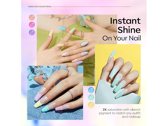 Poly Gel Nail Kit 60pcs, 6 colors pastel