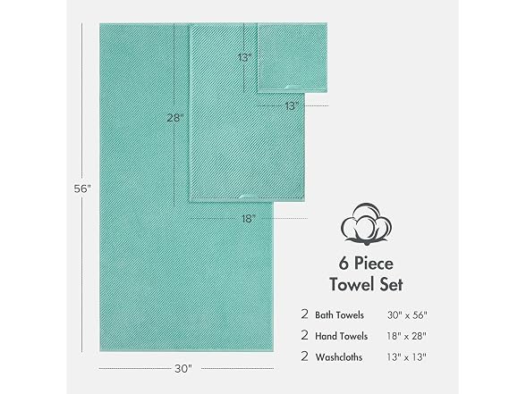 Madison Park Bathroom Towel Set of 6 Diagonal Ribbed
