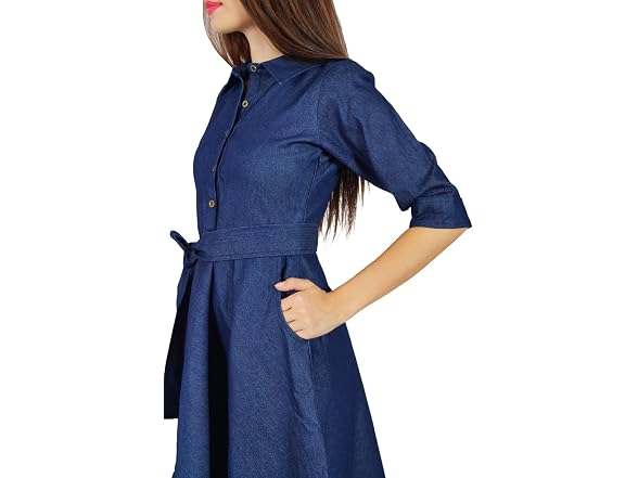 Bimba Women (10) Shirt Pockets Sleeve Casual Dress