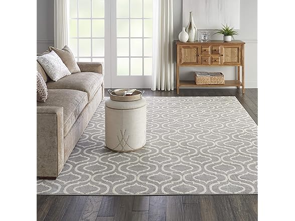 Nourison Jubilant Trellis Grey 7' x 10' Area Rug