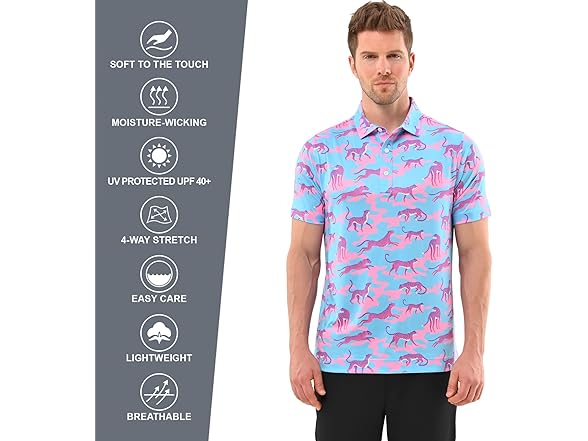 Mens Golf Shirt Moisture Wicking Dry