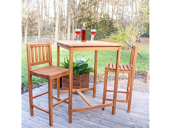 Sunnydaze Solid Teak Wood Outdoor Bar Chair