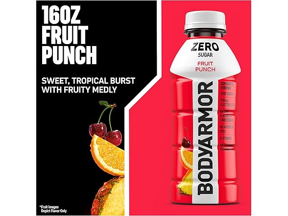 12Pk BODYARMOR ZERO Sugar Fruit Punch Electrolyte Drink