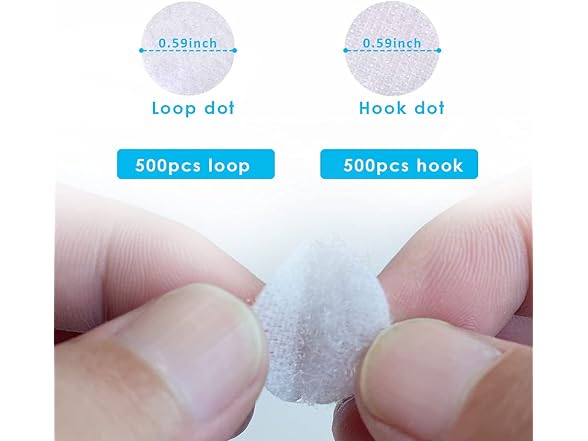 Self Adhesive Hook Loop Dots 1000Pc 0.59"