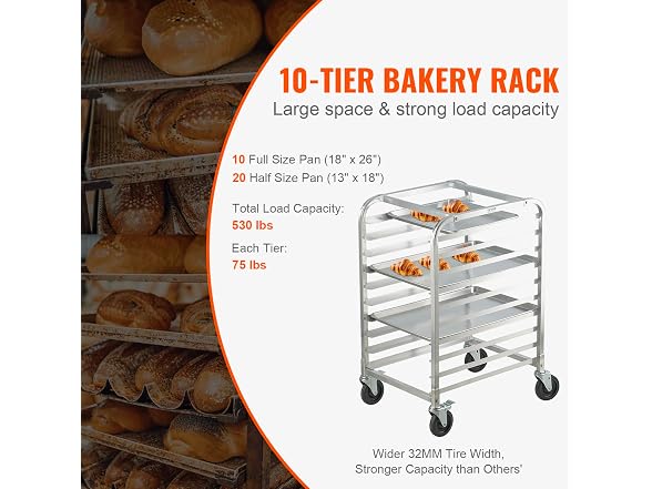 VEVOR Bun Pan Rack, 10-Tier Commercial
