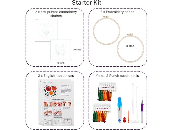 Looples 2 Set Punch Needle Embroidery Kit