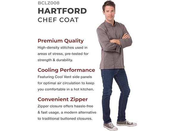 Chef Works Men's Hartford Chef Coat (L)
