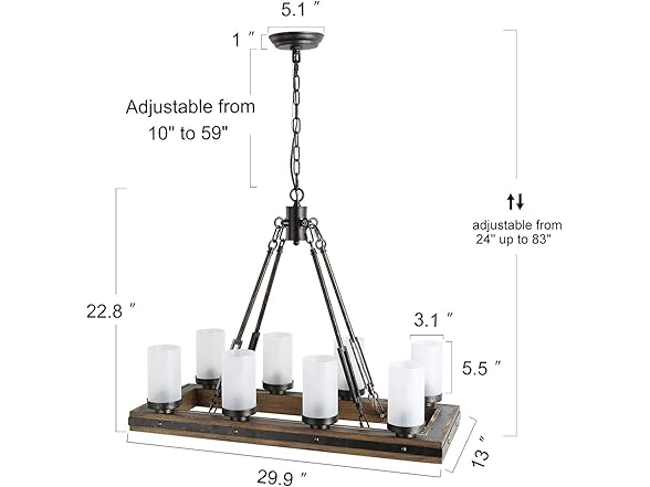 LNC Farmhouse Wood Chandelier