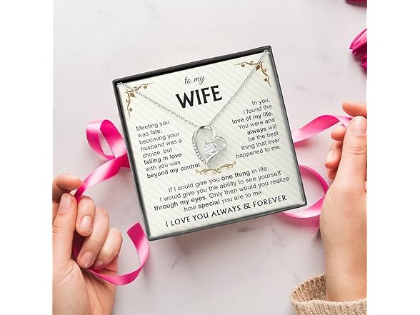 To My Wife Love Necklace 14k white gold