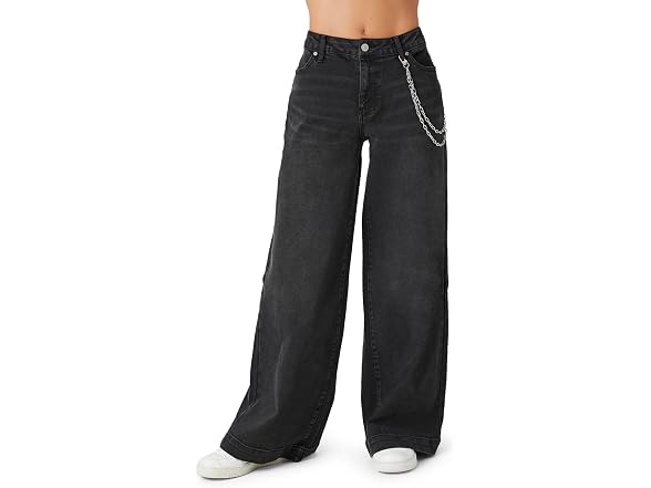 Forever 21 (28) Wide-Leg Wallet-Chain Jeans