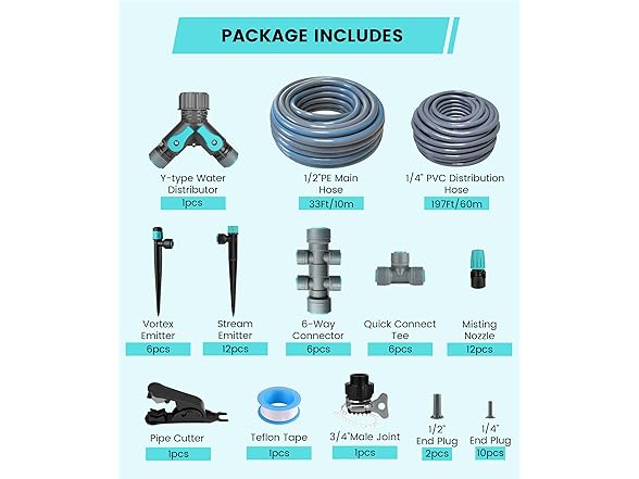 OVRAQ 230FT Drip Irrigation System Kit