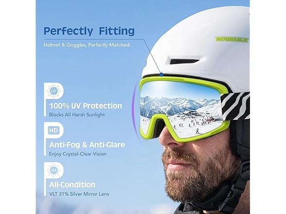 Black Ski Helmet with Ski Goggles