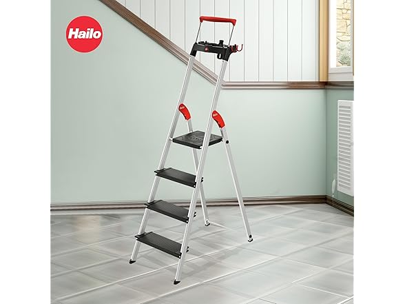 Hailo L100 Topline 4-Step Aluminum Step Ladder