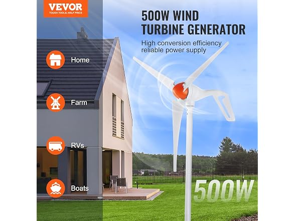 500W Wind Turbine Generator with Anemometer, 12V