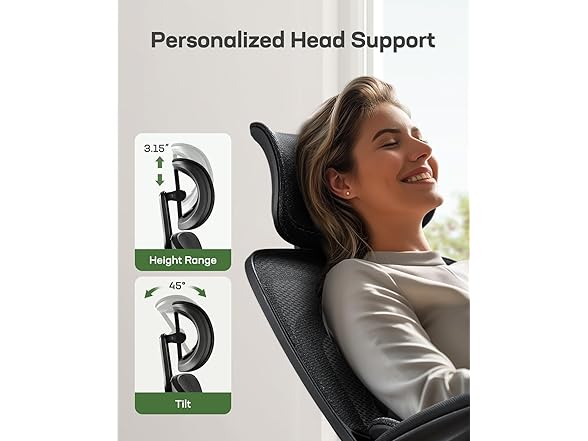 Marsail Office Chair Ergonomic-Desk Chair: High Back Mesh Office Chair with Lumbar Support,Flip-Up Armrests&2D Headrest,Gaming Chair with Rocking Tilt, Swivel Computer Task Chair for Long Hours (Open Box)