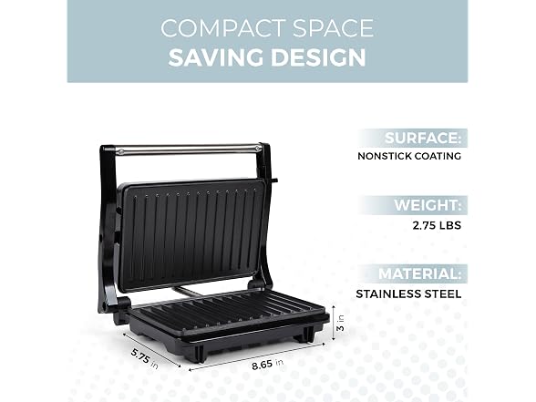 Alpha Living Electric Griddle Panini Press Sandwich Maker 