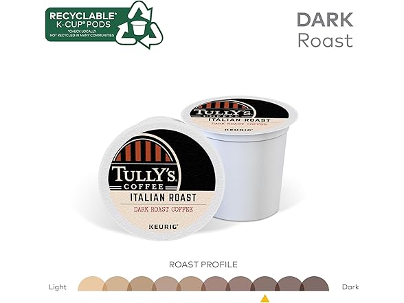 Tully's Coffee Italian Roast K-Cup Pods 96 Count