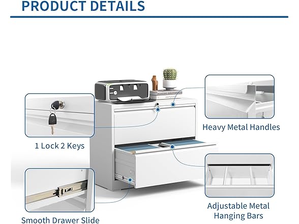 Yukimo Lateral File Cabinet with Lock