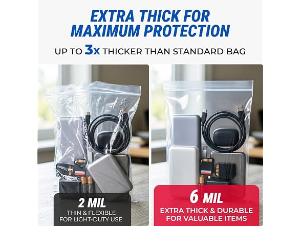 10" x 12" Medium Reclosable Plastic Zip Bags, 100 Count