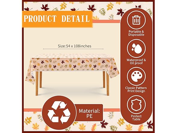 6 Pcs Thanksgiving Tablecloth