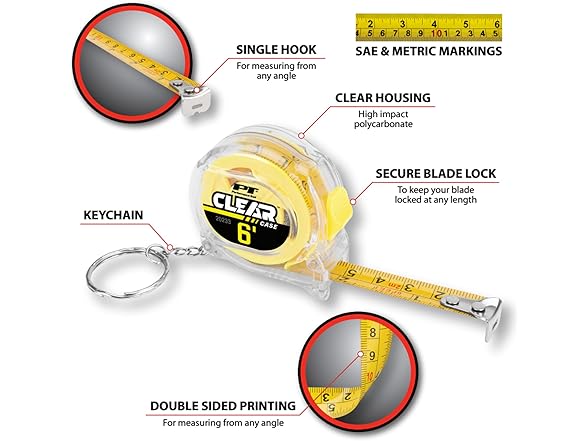 6ft Clear Mini Tape Measure
